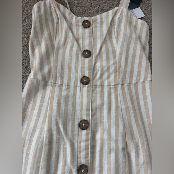 AF Striped cream button dress / S Tall - Picture 2 of 6